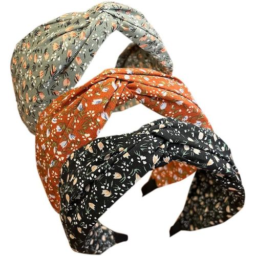 Lot De 3 Bandeaux Pour Femme-Style Bohème-Tendance-Élastique-Torsadé-Joli N?ud Papillon-Large-Pour Femmes Et Filles (Fleur Large)
