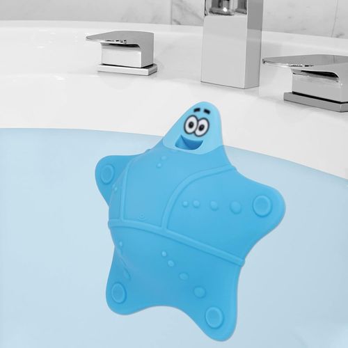 Bath Overflow Plug,Bath Accessories,Silicone Overflow Lid with 5 Suction Cups,Adds Water for a Deeper Bath,Nice Bath Plug (Blue)