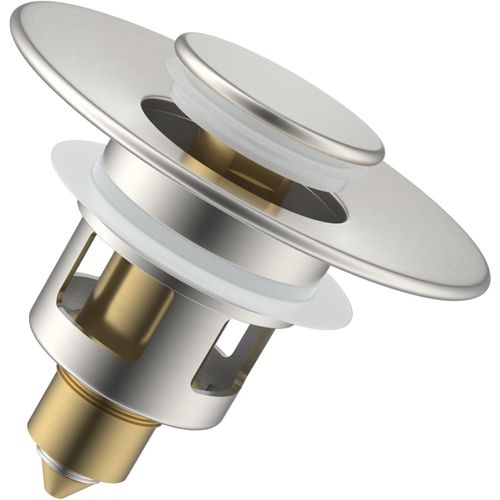 Universal Pop-Up Sink Plug,Bathroom Sink Plug,Anti-Blocking and Anti-Clogging Drain Filter,FL Odour Remover for Drainage Holes (25-46 mm),Brushed Nickel
