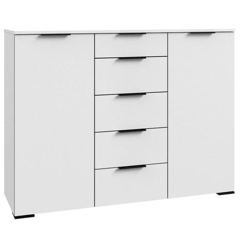 Commode Combinée Liah 5 Tiroirs 2 Portes Blanc