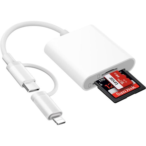 Lecteur Carte Sd Pour Iphone Ipad, Usb C & Lightning, Adaptateur Micro Sd/Sd, Lecteurs Mémoire Externes Pour Iphone, Ipad, Macbook, Samsung, Caméra[MEM6170175]