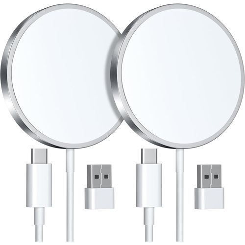 Lot De 2 Chargeur Sans Fil Pour Iphone 15w, Chargeur Rapide Compatible Avec Magsafe Pour Iphone, Chargeur Magnétique Vers Usb Pour Iphone 16/15/14/13/12 Series, Airpods 3/2[Ind6171001]
