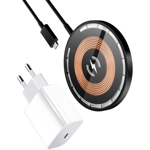 Chargeur Magnétique Sans Fil Pour Iphone 14 Pro Max Câble Usb-C Intégré Avec Adaptateur Pd Compatible Avec Le Chargeur Magsafe Pour Iphone 14 Pro Max/14 Pro/Iphone 13 Pro Max/13 Pr[Ind6171203]