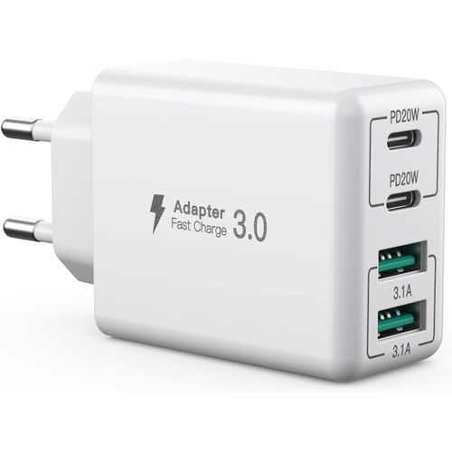 Chargeur Usb C, 40 W 4 Ports Usb C, Bloc De Charge Rapide Double Port Pd+Qc, Multiport Type C Chargeur Compatible Avec Iphone 14/13/12/11/Pro Max/Xs/Xr/8/7/Téléphone Samsung/Tablet[Ind6170744]