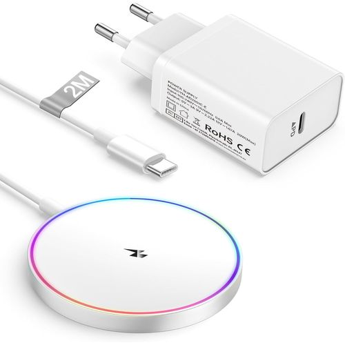 Chargeur Induction Iphone 2m, 15w Chargeur Mag-Safe Avec Chargeur Usb C Pour Apple Iphone 16/15 Pro Max/15 Plus/15 Pro/15/14 Pro/13/12/11/8, Charge Rapide Chargeur Sans Fil Iphone [Ind6170019]