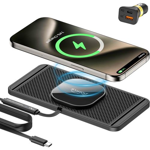 Chargeur De Voiture Magnétique Sans Fil 15w Pour Chargeur De Voiture Magsafe Usb C Sans Fil Antidérapant Pour Iphone 15/14/13/12, Airpods (Câble De 1 Mètre)[Ind6170432]