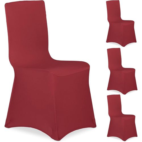 Chair Covers,Set Of 4,Stretch Chair Covers,Universal,Washable,Wedding Decoration,Banquet,Dark Red