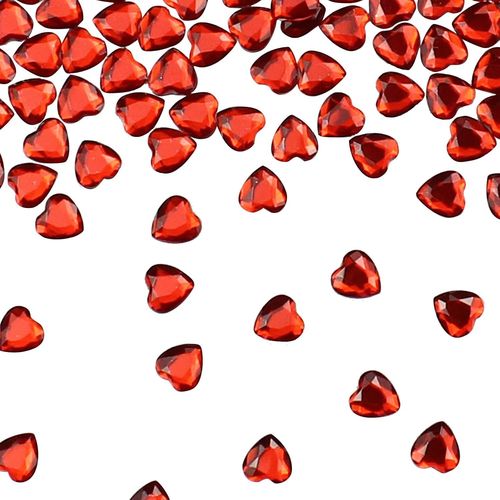 1000 Pieces Red Acrylic Rhinestone Crystals Heart Rhinestone Heart Flat Back Crystal For Card Making,Craft,Wedding Invitations,Wedding Table Decoration