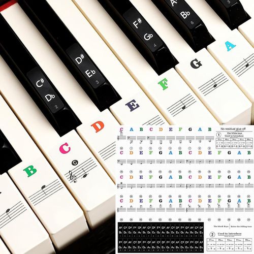 YEMAESRE-Autocollants De Clavier De Piano Pour 88/61/54/49/37 Touches, Superposition De Notes De Piano, Autocollants De Touches De Piano, Autocollants De Notes De Clavier, Autocollants Transparents E