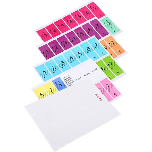 YEMAESRE-Autocollants Amovibles Pour Notes De Clavier Électronique De Piano À 88 Touches Blanches Pour Débutants Avec Design 2 En 1 (Colorful)