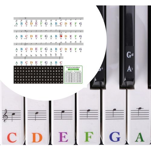 YEMAESRE-tiquettes De Piano Pour Clavier De Piano 88/76/61/54/49/37 Touches, Autocollants Multicolores, Autocollants Pour Touches De Piano, Autocollants Réutilisables, Pour Enfants Et Débutants