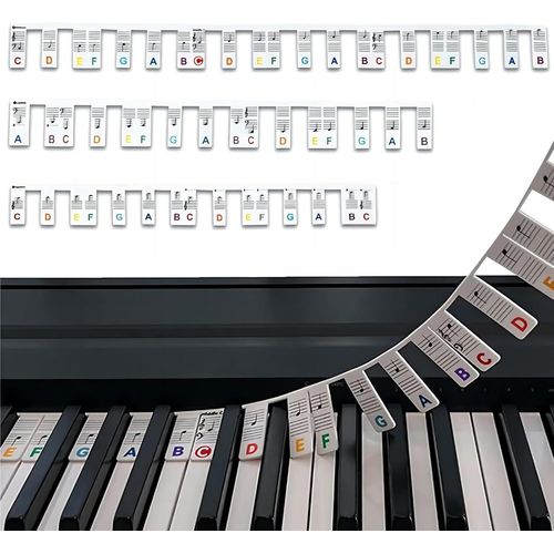 YEMAESRE-tiquettes De Notes De Clavier De Piano Amovibles 61/88 Touches En Silicone Pour Débutants, Pas Besoin D'Autocollants Réutilisables (Arc-En-Ciel)