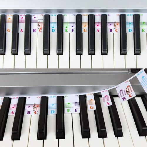 YEMAESRE-Notes De Clavier De Piano Colorées Pour Débutants, Étiquettes De Notes Amovibles Pour L'Apprentis , 61 Touches De Taille Normale, Réutilisables, Pas Besoin D'Autocollants
