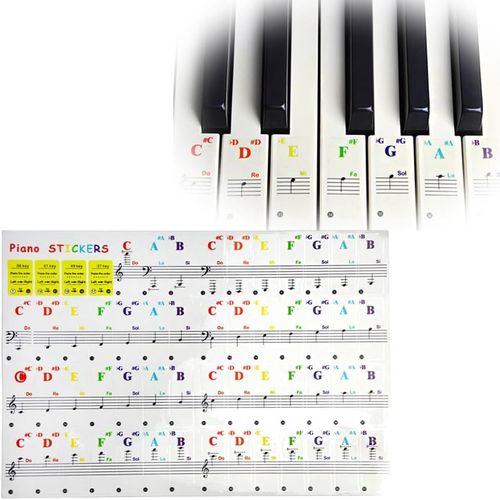 YEMAESRE-Autocollants De Piano,Autocollants De Piano Ou De Clavier Colorés Pour Claviers 88/61/49/37, Autocollants De Notes De Touches De Piano Transparents Et Amovibles Pour Enfants Et Débutants