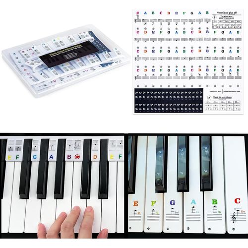 YEMAESRE-Autocollants Pour Touches De Piano - Accessoires En Silicone Pour Clavier, Notes Colorées Pour Débutants