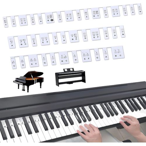YEMAESRE-Guide Des Notes De Piano Et Guide Des Touches De Piano ¿ 88 Touches Pleine Taille, Étiquettes Amovibles Pour L'Apprentis , Fabriquées En Silicone, Pas Besoin D'Autocollants, Réutilisables