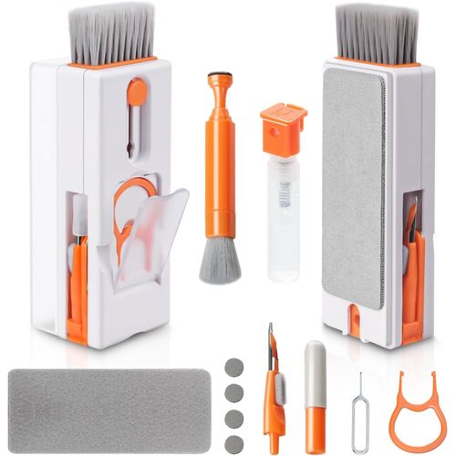 YEMAESRE-Kit Nettoyage Clavier, 11 En 1 Nettoyeur Claviers Pc Multifonctionnel, Keyboard Cleaner À Outils, Pour Tablette, Téléphones, Ordinateur, Écouteurs, Orange