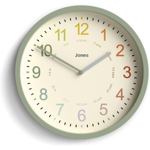 YEMAESRE-Horloge Pour Enfants ¿ Horloge D'Enseignement De L'Heure ¿ Apprendre À Lire L'Heure ¿ Horloge Murale Pour Enfants ¿ Horloge Analogique Pour Enfants (Vert Sauge)