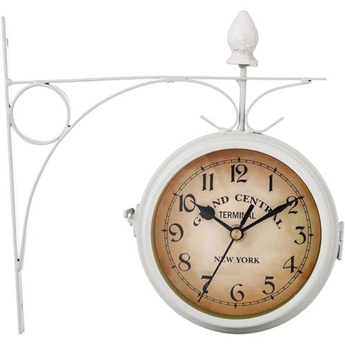 YEMAESRE-Horloge Murale Vintage 12,7 Cm Silencieuse Double Face Translucide Alimentation Par Piles Art Décoratif En Fer Pour Famille Hôtel Bar Bureau Blanc