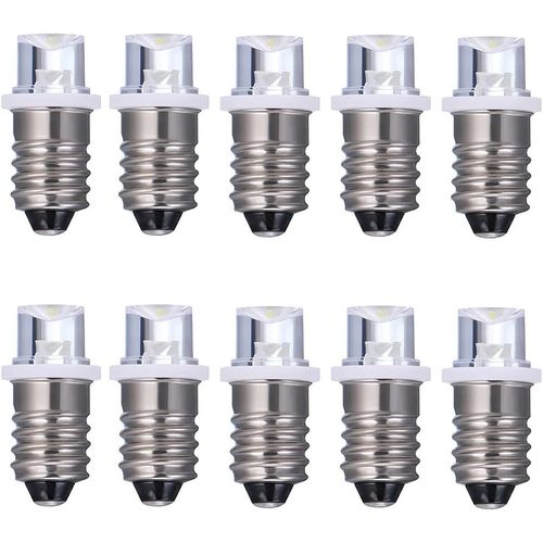 Letnerny-10 Ampoules Led À Vis E10 + 10 Ampoules E10 Base, 24v Ampoule Led Blanc Froid (24v, Cold White)