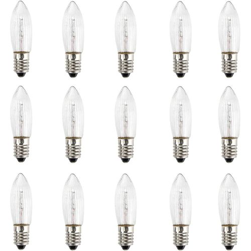 Letnerny-15 Pcs Ac E10 Led Ampoule De Remplacement Pour Bougie Supérieure Pour Lampe De Conte De Fées 10 V - 55 V 0,3 W 3000 K