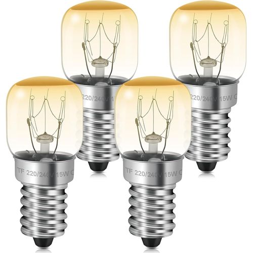 Letnerny-Ampoules De Four E14 15w, Blanc Chaud 2700 K, Ampoules Incandescentes, Résistantes À La Chaleur Jusqu'à 300°C, Pour Réfrigérateur, Four, Lampe À Sel Et Congélateurs, Lot De 4