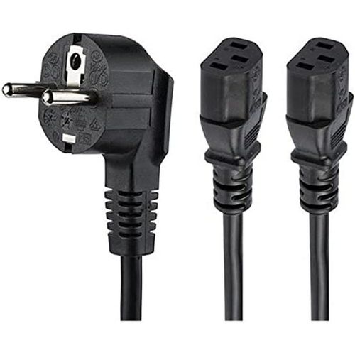 LETNERNY-Cordon D'Alimentation En Y Pour Pc, 2M, 18Awg, Ue Schuko Vers 2X C13, 10A 250V, Cordon D'Alimentation Noir, Câble D'Alimentation Pour Imprimante - Ul Listed (Pxt101Yeu2M)