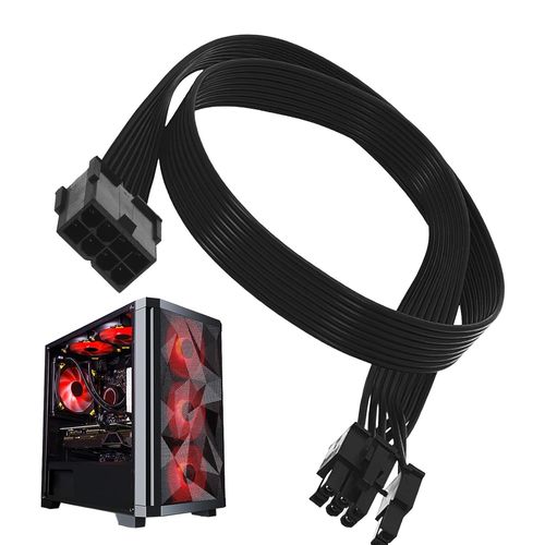 LETNERNY-30Cm Câble D'Alimentation Pour Carte Graphique Pci 6+2 Broches, Interface Gpu, Câble Interne En Nylon, Adaptateur Mâle À Femelle, Pour Pc De Gaming Et Ordinateurs - Noir