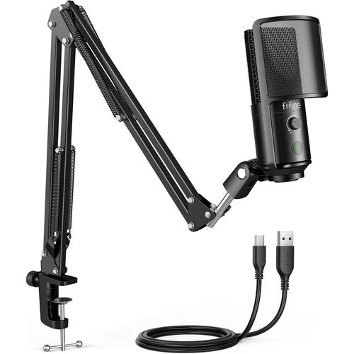 LETNERNY-Kit De Microphone Usb Avec Bouton Silencieux, Microphone Podcast Avec Bras Boom Pour Ordinateur Pc, Microphone À Condensateur De Studio Pour Enregistrement Vocal En Streaming Voiceover-T669P