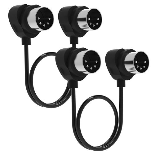 Letnerny-Lot De 2 Câbles Midi De 60 Cm À 90 Degrés Avec Espace Serré Ultra Petit, Câble Din Midi 5 Broches Compatible Avec Clavier Midi, Interface, Synthét Ur, Effets Multiples De Guitare, Idéal Stud