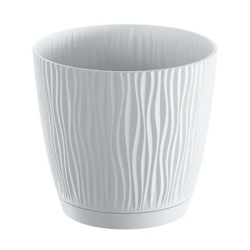 Pot De Fleurs 16,8 Cm Sandy P Rond Avec Soucoupe Blanc