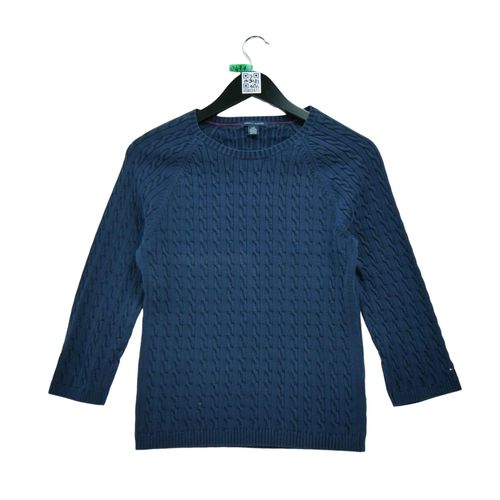 Reconditionné - Pull Femme En Maille Torsadée - Taille L - Femme - Marine