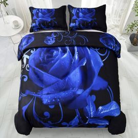 Letnerny-Parure De Lit 2 Places Avec Housse De Couette Réversible 3d Avec Fermeture Éclair, Douce Et Facile D'entretien, Rose Romantique 200 X 200 Cm