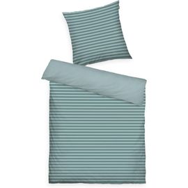 Letnerny-Tom Tailor Linge De Lit, Renforcé, 65x100 + 160x210 Cm, 100% Coton/Renforcé, Avec Motif Réversible Et Fermeture Éclair De Couleur, Medium Stripes Turquo (Fresh , Smokey )
