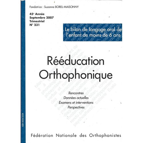 Rééducation Orthophonique 231 - Suzanne Borel Maisonny