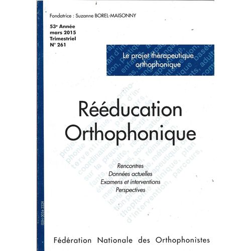 Rééducation Orthophonique 261 - Suzanne Borel Maisonny