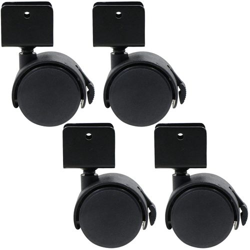 meimieshop-Lot De 4 Roulettes Pivotantes En Caoutchouc De Type U 50 Mm Roulettes Pivotantes Avec Frein Roulettes Lourdes Pour Meubles Et Lits D'Enfant