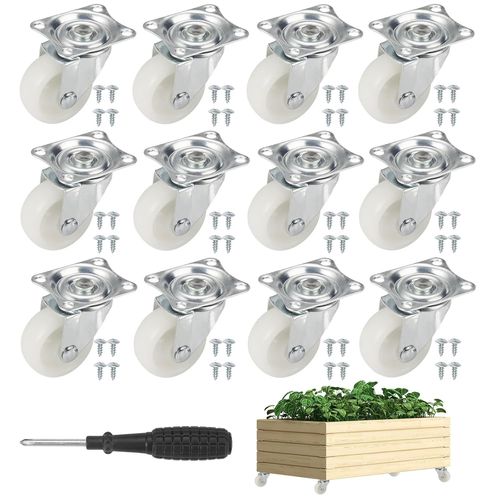 meimieshop-12 Petite Roulette Meuble Ø 40Mm/1,5"",Pu Roulettes Pour Meubles Rotatives 360°,Tête Pivotante À Roulements À Billes Roulettes Charge Lourde Pour Chariot,Table,Lits,Caisses,Chariots De Transport