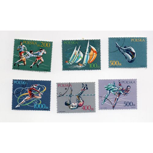 Pologne- Lot De 6 Timbres Oblitérés- Sports- Jeux
