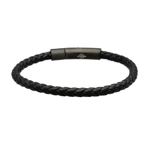 Bracelet Corde Cuir Tressé Noir