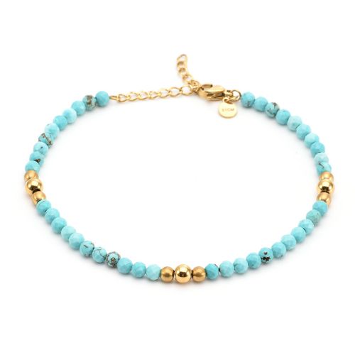 Sixty Stones - 60 - Chaîne De Cheville Pierres Naturelles Turquoise - 25 X 0,4 Cm