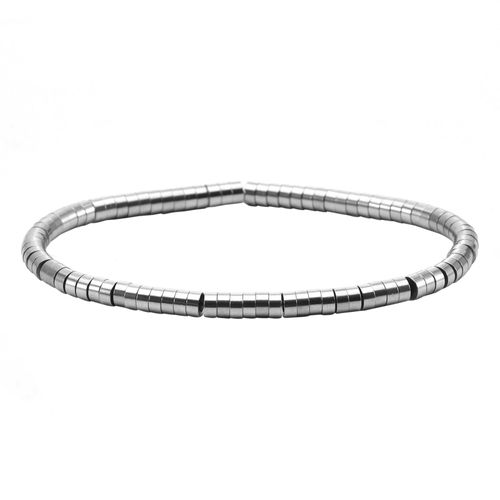 Bracelet Perles Heishi 4 Mm En Acier Argenté