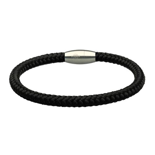 Bracelet Corde Tressé Noir Et Acier