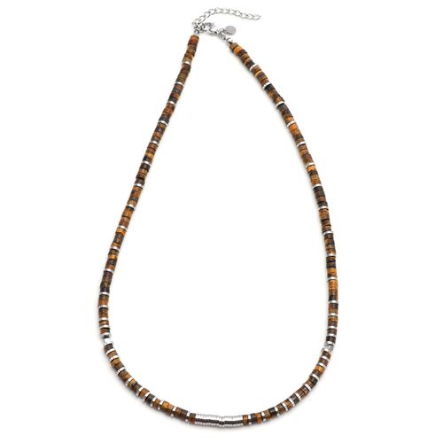 Collier 4mm Perles Heishi ?il De Tigre Gili