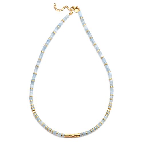 Collier Perles Heishi Quartz Bleu Gili