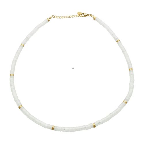 Sautoir Chakra Perles Heishi Quartz Blanc