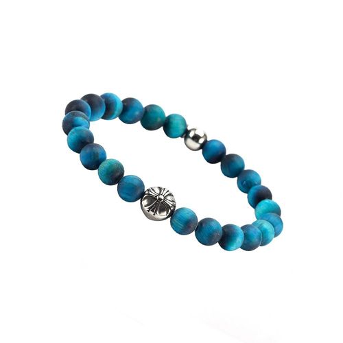 Bracelet Boules ?il De Tigre Bleu ?il De Faucon Pierres Naturelles Croix Rock