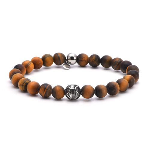 Bracelet 8mm Acier Pierres Naturelles Perles Rondes ?il De Tigre