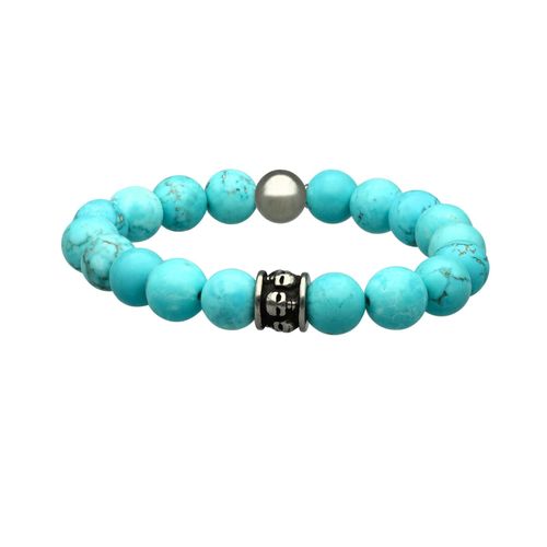 Bracelet Grosses Perles Turquoise Pierres Naturelles Tête De Mort