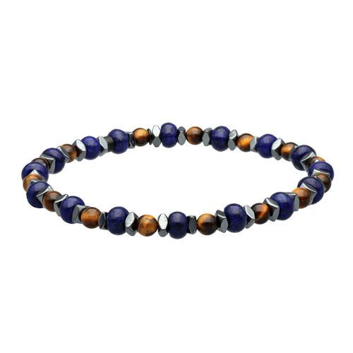 Bracelet Acier Fantasy Hématite Lapis Et Oeil De Tigre